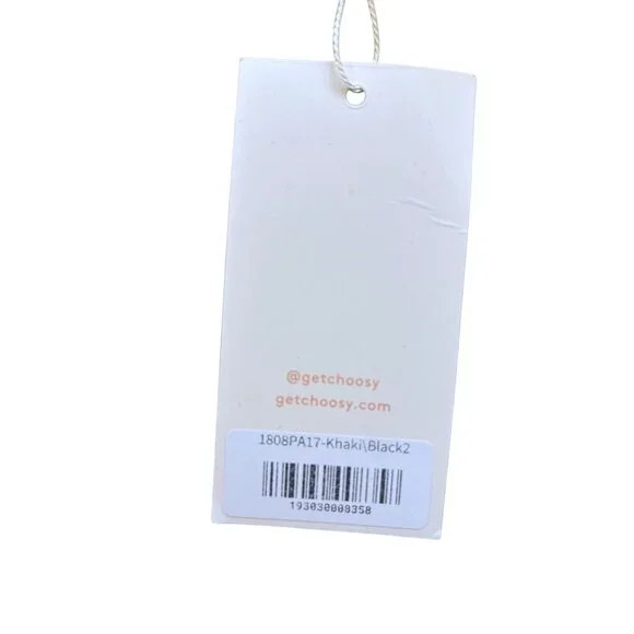 Choosy Two-Tone Womens Pants Khaki & Black Pinstripe Cargo - Picture 9 of 10